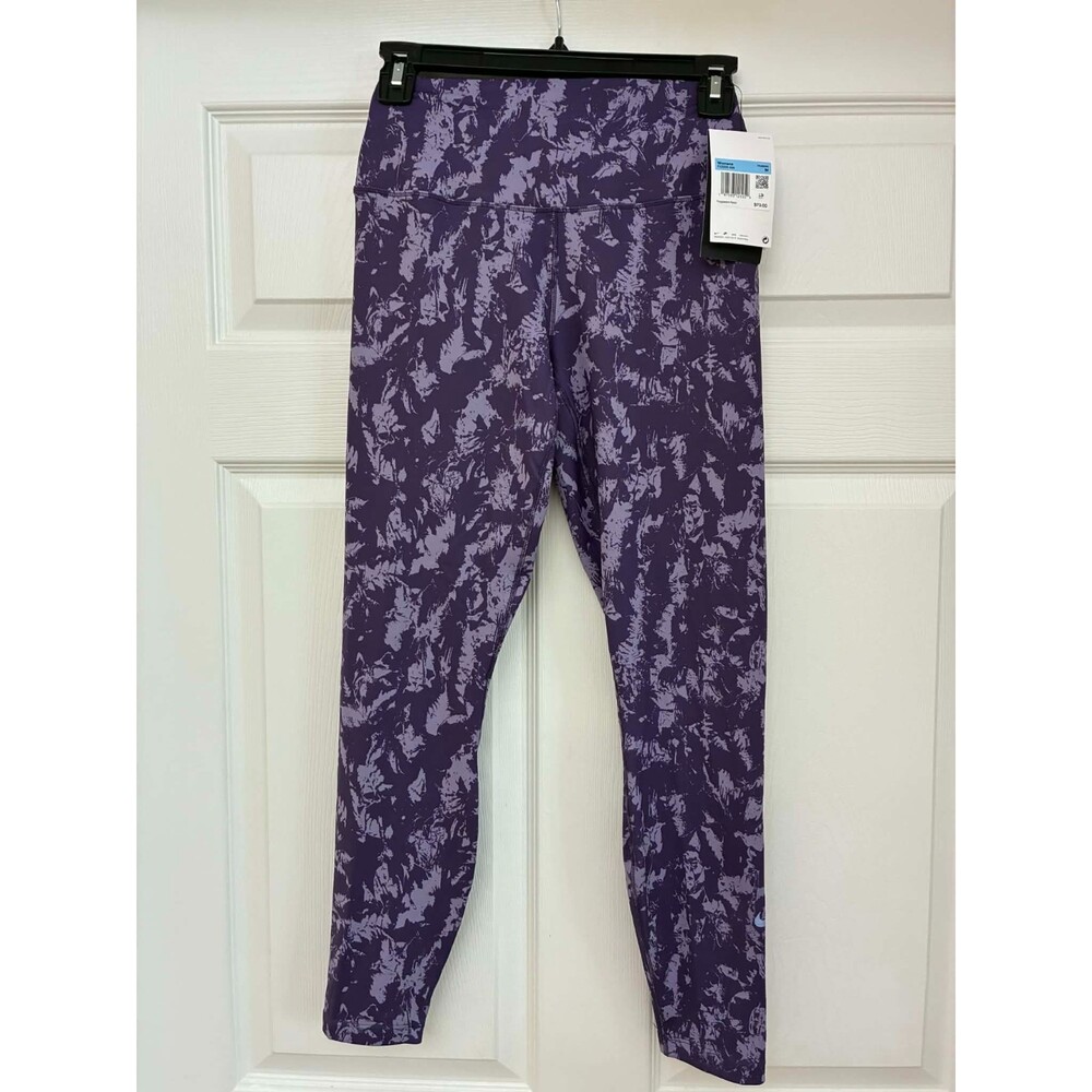 Nike One Dri-FIT Leggings Womens Medium Purple Print High Rise Training NEW